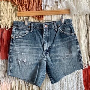 WRANGLER Blue Jean Shorts Distressed Cut-Offs